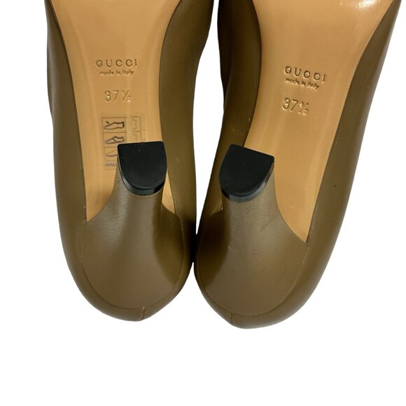 GUCCI Tan Leather Round Toe Pumps,  Size 37.5 - Picture 9 of 13